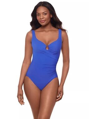New without the tag, MIRACLESUIT Escape  Underwire One-Piece Swimsuit Blue Sz 10
